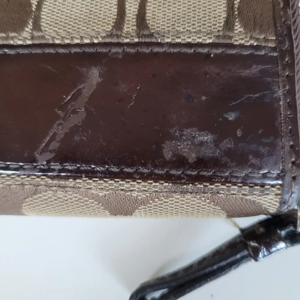 Coach Vintage Wallet Brown Logo HO842-41631 Zipper Flaw - Picture 7 of 14